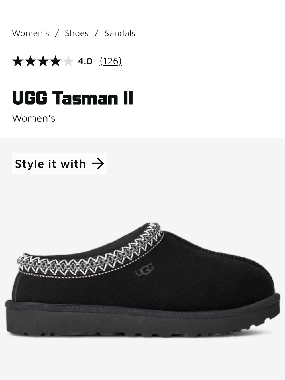 UGG Tasman II Women's Black Slip-On Mule